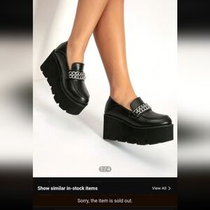 Shein Wedge Platform Loafers with Chain Detail, BNWOT, Size 37